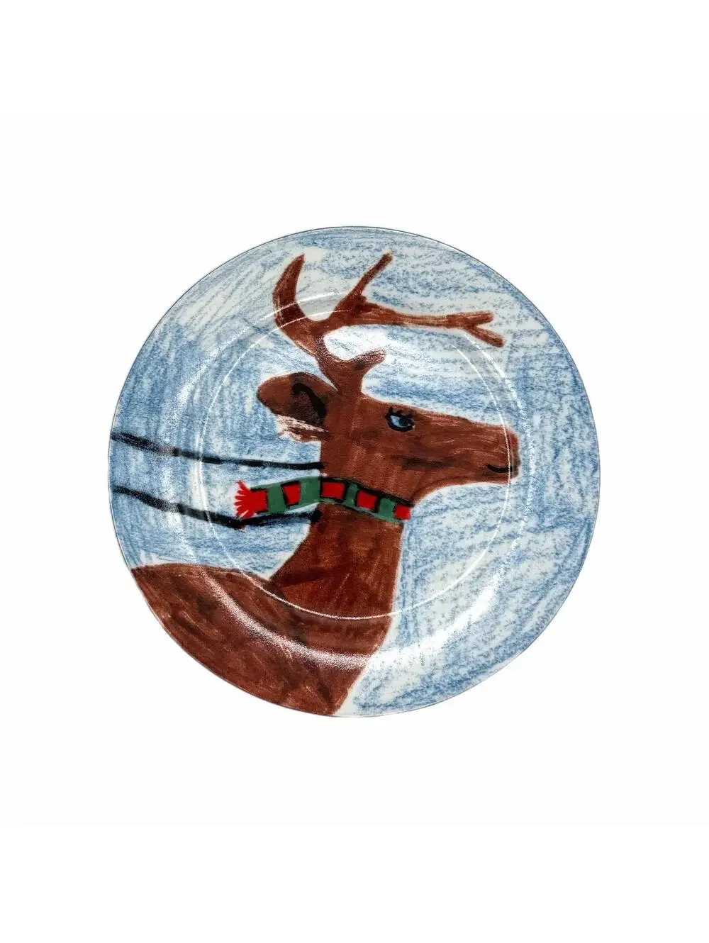 Christmas Village Kids Collection Reindeer Design 7.5” Salad / Dessert Plate